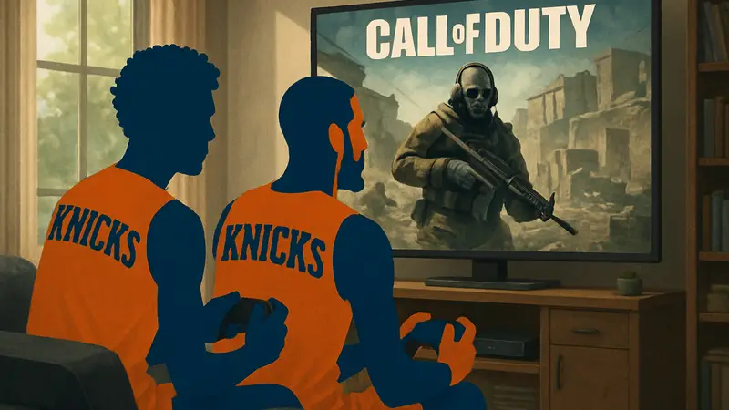 Игроки Knicks Джален Брансон и Джош Харт играют в Call of Duty
