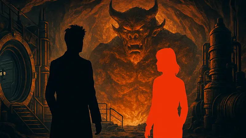 Кадр из серии "Доктора Кто" "The Satan Pit" с Дэвидом Теннантом (Доктор) и Билли Пайпер (Роза Тайлер).