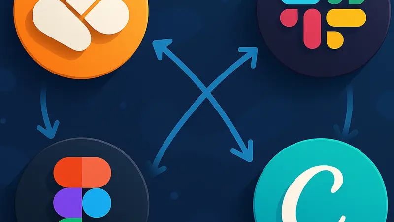 Логотипы Claude, Slack, Figma и Canva, символизирующие новые интеграции ИИ-чат-бота