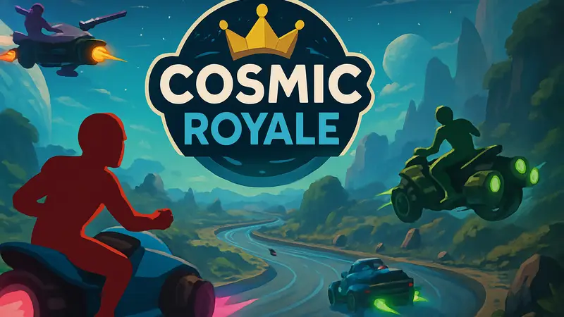 Скриншот или логотип игры Cosmic Royale, демонстрирующий гоночные элементы