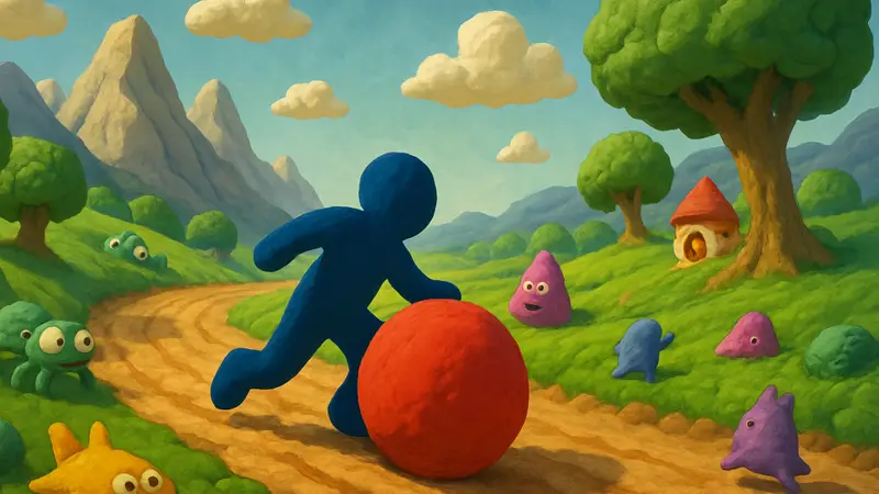 Яркий геймплей Clay Jam Classic с главным персонажем, катящимся по пластилиновому миру.