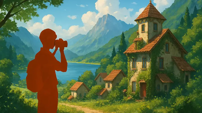 Кадр из OPUS: Prism Peak, демонстрирующий визуальный стиль, вдохновлённый Studio Ghibli