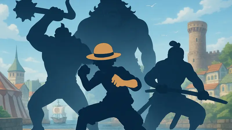Изображение с несколькими сильными персонажами из аниме One Piece, демонстрирующими свою мощь без Хаки или Дьявольских фруктов.