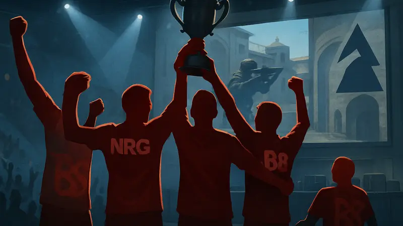 Киберспортивная команда NRG празднует победу над B8 на турнире BLAST Open Rotterdam