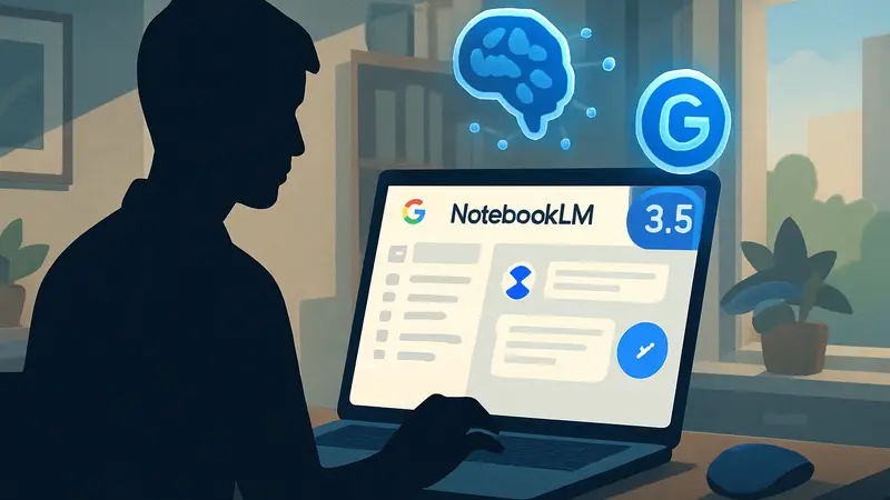 Интерфейс Google NotebookLM с элементами ИИ и значком Gemini 3.5