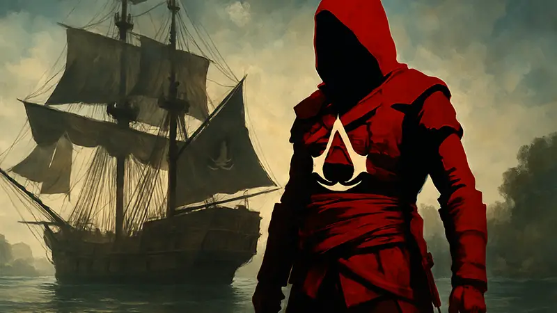 Эдвард Кенуэй из Assassin's Creed: Black Flag на фоне пиратского корабля, символизирующий ремейк и обсуждения вокруг него