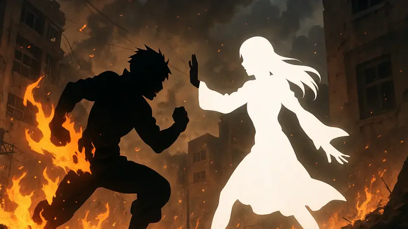 Шинра из аниме Fire Force в поединке с Хаумеей, иллюстрация эмоциональной схватки в новом эпизоде