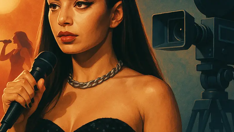 Постер фильма 'The Moment' с Charli XCX, отражающий её музыкальный и актерский образ. Мокьюментари.