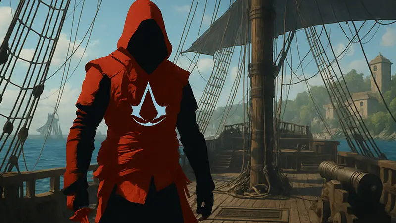 Эдвард Кенуэй, главный герой Assassin's Creed Black Flag, на палубе корабля