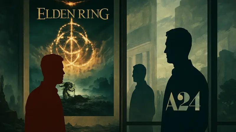 Логотип Elden Ring, постер фильма, Алекс Гарленд, студия A24.