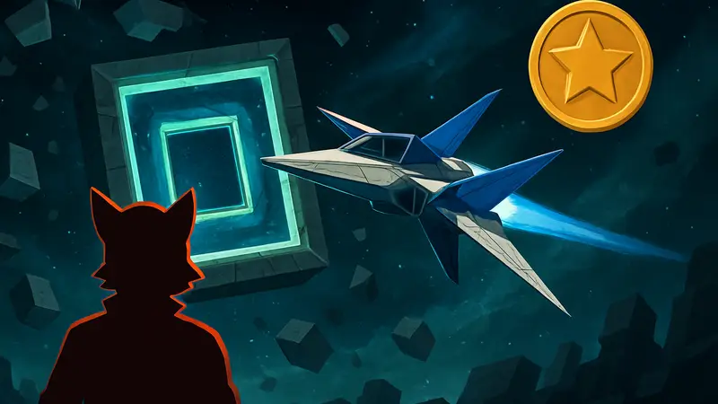 Игровой процесс Star Fox 2, истребитель Arwing в Секторе X, медаль за прохождение уровня.