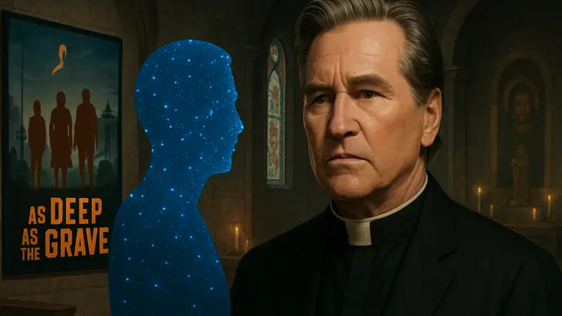 Вэл Килмер, кадр из фильма, ИИ-технология, постер «As Deep as the Grave».