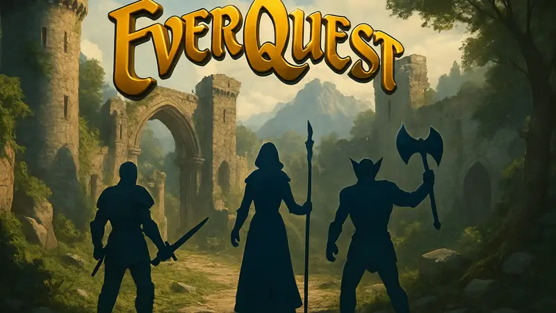 Логотип EverQuest Legends, стилизованный под классическую фэнтези MMORPG.