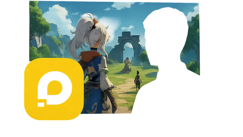 Логотип LDPlayer на фоне скриншота мобильной игры Genshin Impact, запущенной на ПК.