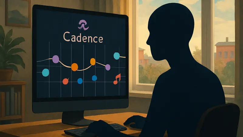 Музыкальная головоломка Cadence, скриншот геймплея на ПК или iOS, с нотами и ритм-элементами.