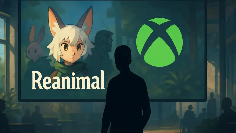 Логотип игры Reanimal рядом с логотипом Xbox Game Pass, символизирующий вопрос о релизе.