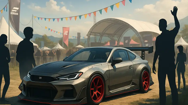 Aftermarket Car в Forza Horizon 6 с уникальными бодикитами и тюнингом на фоне фестиваля.