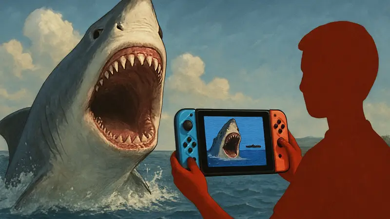 Обложка или скриншот игры Jaws с NES, адаптированной для Nintendo Switch