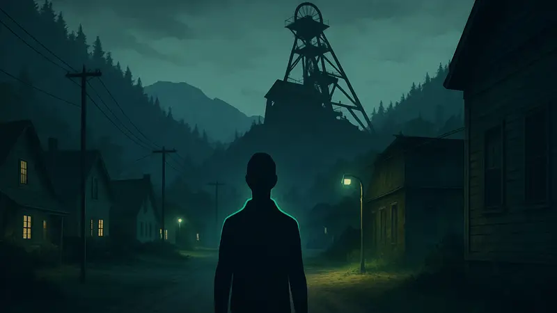 Скриншот или арт из мобильной игры Green Light, изображающий загадочный городок