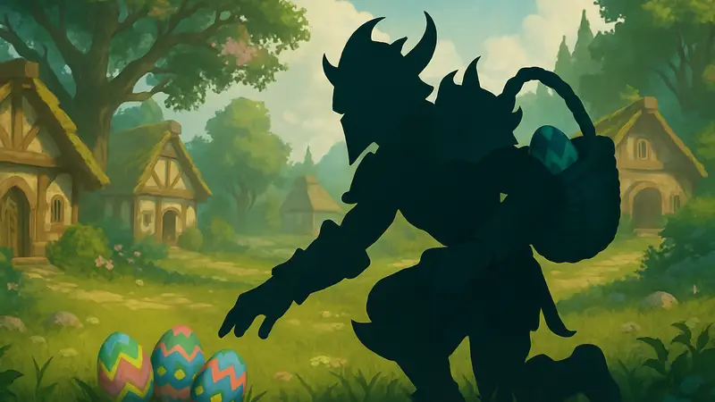 Игровой персонаж World of Warcraft, собирающий праздничные яйца во время ивента Noblegarden.