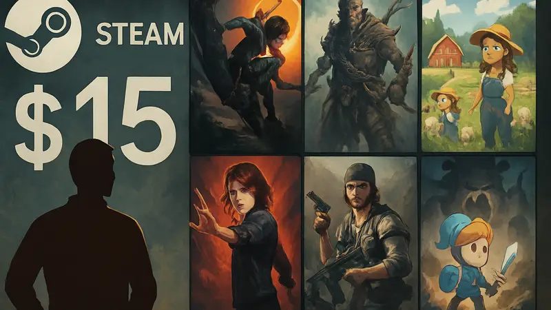 Подборка обложек игр Steam на фоне надписи Humble Choice с выгодной ценой