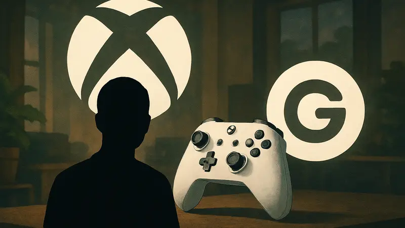 Изображение логотипа Xbox, контроллера и счетчика Gamerscore.
