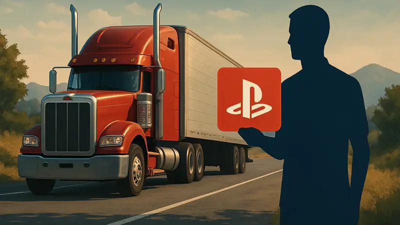 Грузовик из American Truck Simulator на дороге, символизирующий задержку релизов на PS5.