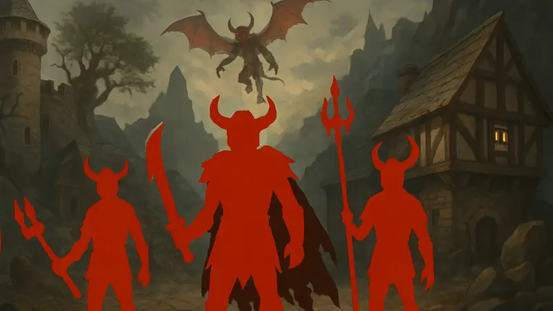 Изображение персонажей Old School RuneScape с демоническими элементами