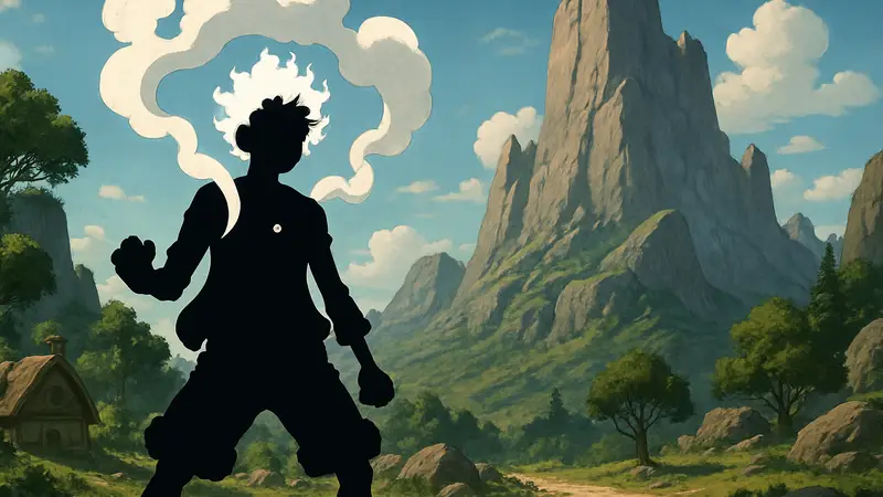 Луффи из One Piece в трансформации Гир 5, готовящийся к новой форме Зоана в Эльбафе.