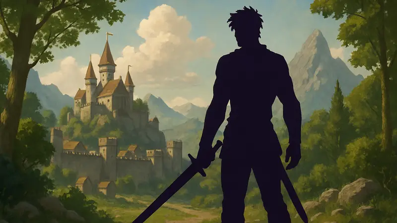 Главный герой аниме Latna Saga: Survival of a Sword King в фэнтезийном сеттинге.