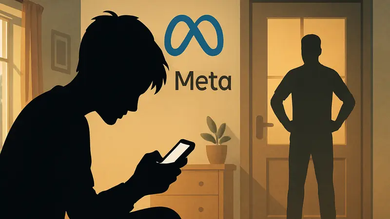 Подросток с телефоном в соцсетях, Meta, родительский контроль и проблемы использования