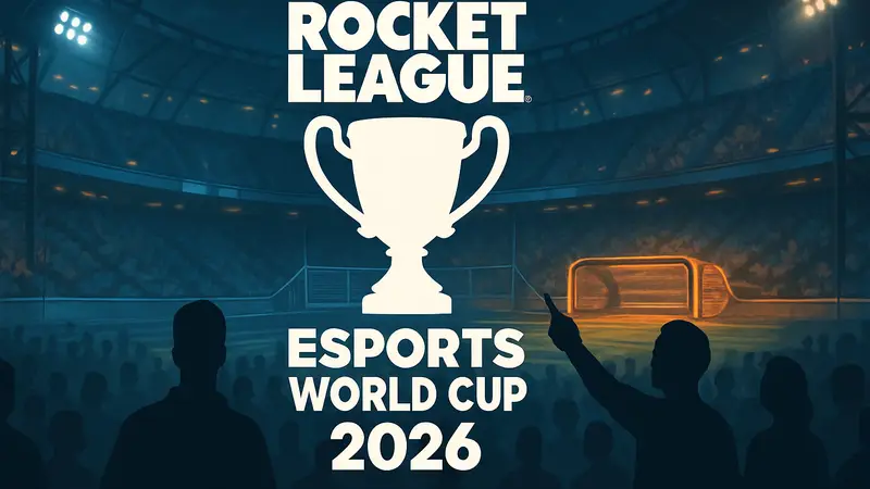 Логотип Rocket League Esports World Cup 2026 с кубком.