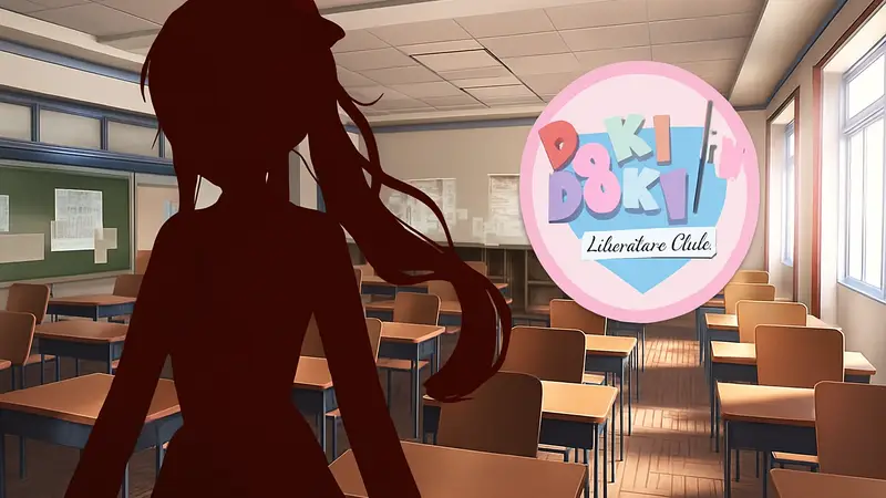 Обложка игры Doki Doki Literature Club, скриншот из визуальной новеллы