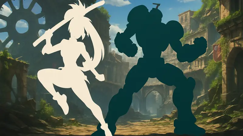 Арт персонажей Jam Kuradoberi и Robo-Ky из Guilty Gear Strive в боевых позах