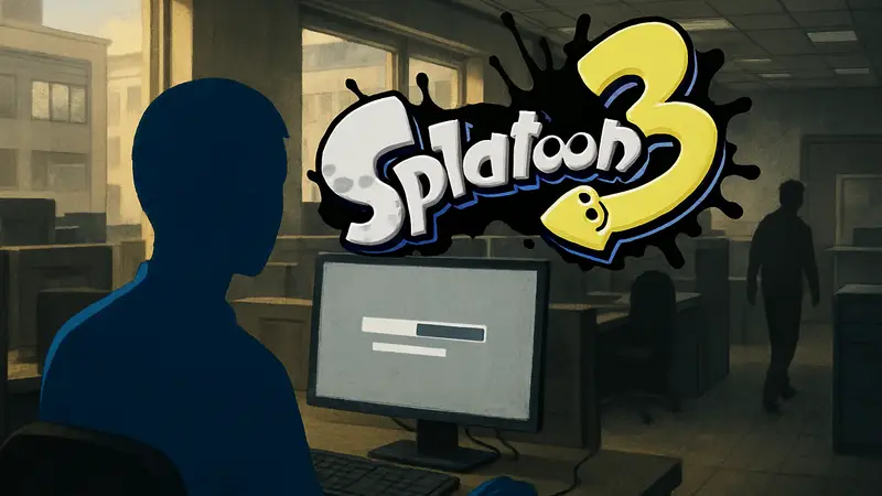 Логотип Splatoon 3 на фоне случайного релиза будущих патчей Nintendo.
