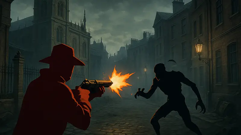 Скриншот из игры Armatus, демонстрирующий жестокий шутер в викторианском сеттинге.