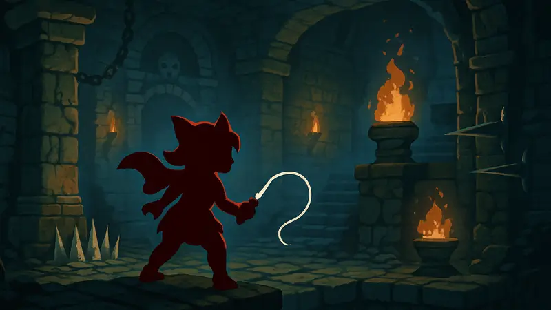 Мина исследует темную и полную ловушек «Могилу Мины» в игре Mina the Hollower
