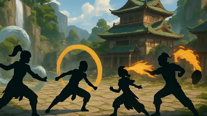 Кадры игрового процесса файтинга Avatar Legends с персонажами из "Аватара".