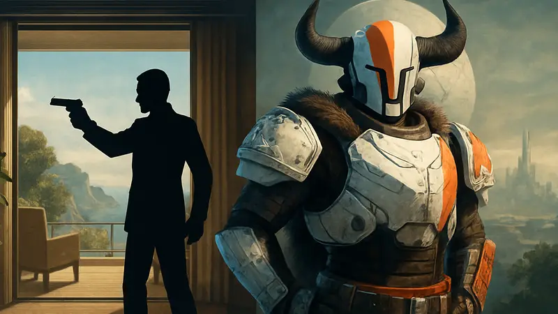 Лорд Шакс из Destiny 2 и кадр из игры 007 First Light