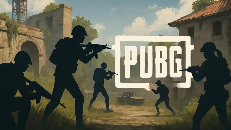 Скриншот из PUBG с персонажами в бою и логотипом игры