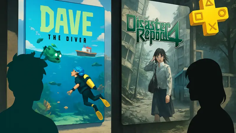 Обложки игр Dave the Diver и Disaster Report 4 с логотипом PlayStation Plus Extra.
