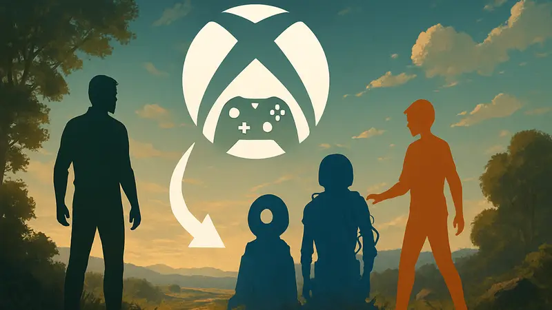 Логотип Xbox Game Pass с изображением контроллера и символов двух новых игр.