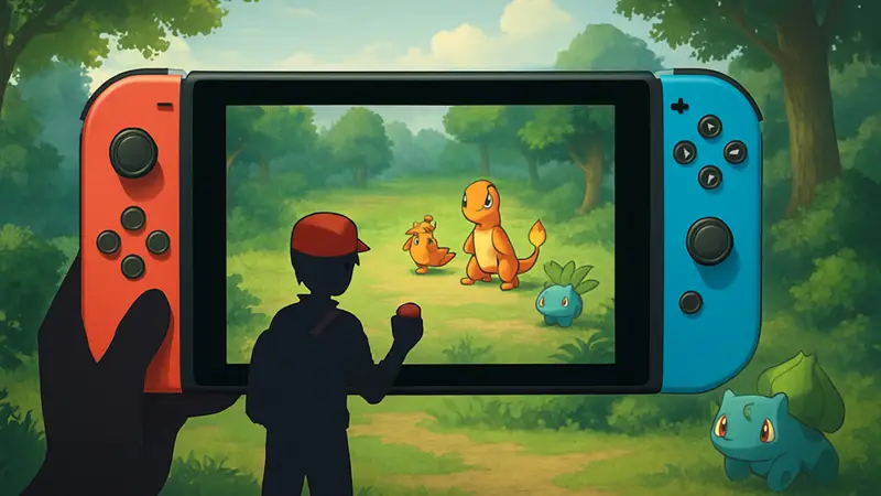 Скриншот Pokémon FireRed, запущенной на Nintendo Switch 2, с покемонами.
