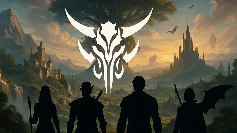 Логотип сериала Baldur's Gate на фоне фэнтезийного мира из игры Baldur's Gate 3