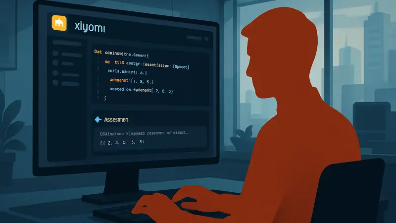 Интерфейс Xiaomi MiMo Code с примером кода, демонстрирующий функциональность ИИ-ассистента.