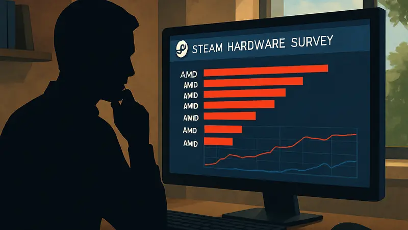График Steam Hardware Survey с детальной статистикой использования видеокарт AMD.