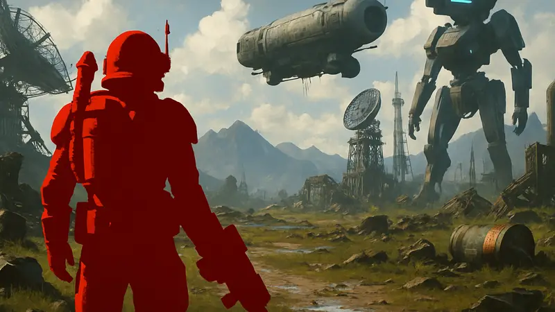 Игрок Rocketeer из ARC Raiders на фоне элементов мартовского обновления Flashpoint.