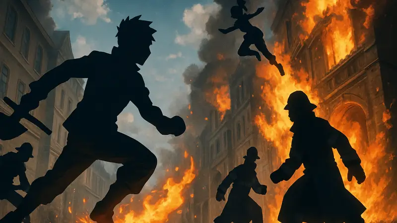 Кадр из аниме Fire Force, изображающий персонажей в динамичной сцене, на фоне которого текст о темпе эпизода.