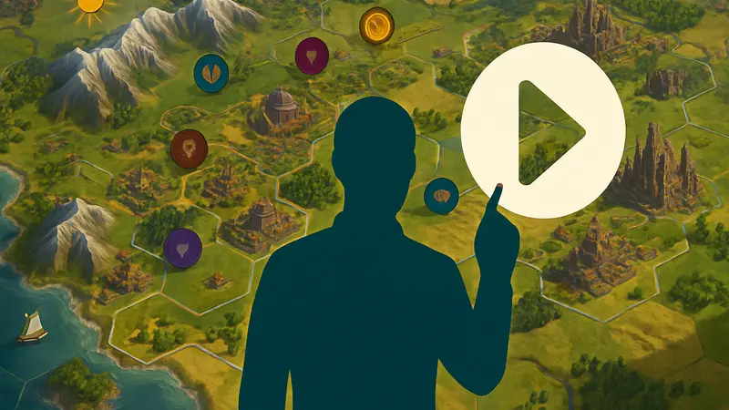 Изображение с элементами интерфейса Civilization 7 или карты мира из игры