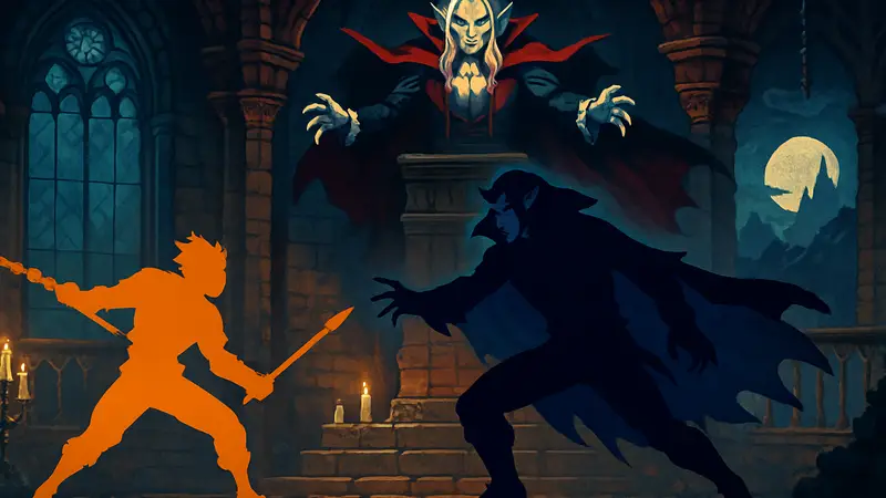 Скриншот из игры Dead Cells с новым контентом Castlevania: Belmont's Curse, персонажи в бою.